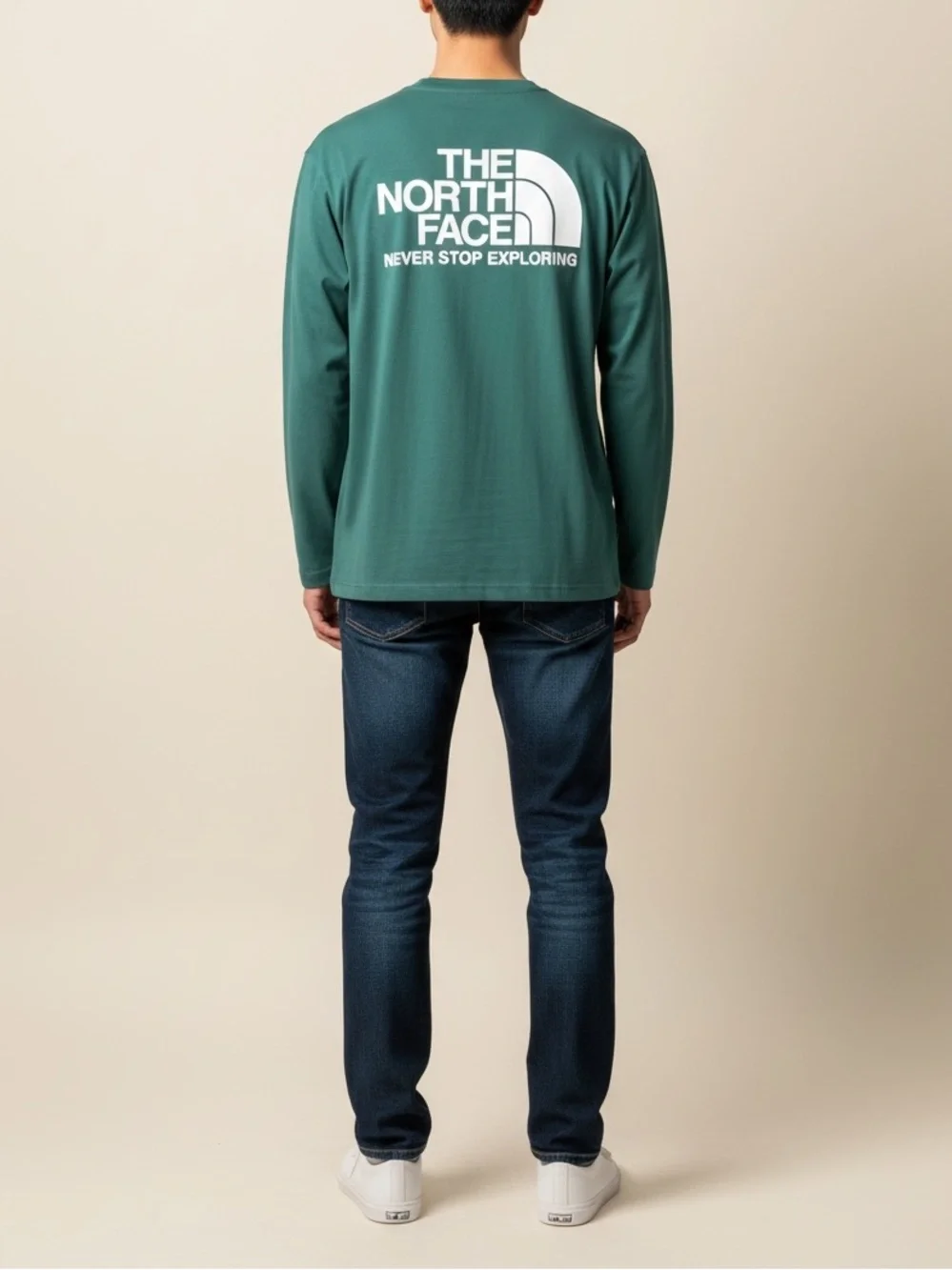 The North Face Men's Long Sleeve Logo Tee - Green- Small